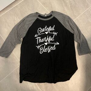 Black and Gray Raglan Shirt with Inspirational Text